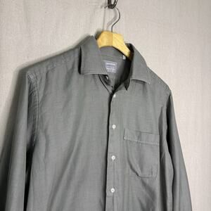 Lorenzini Neiman Marcus Italian Dress Shirt Size 16 41R Green Gray Career Preppy